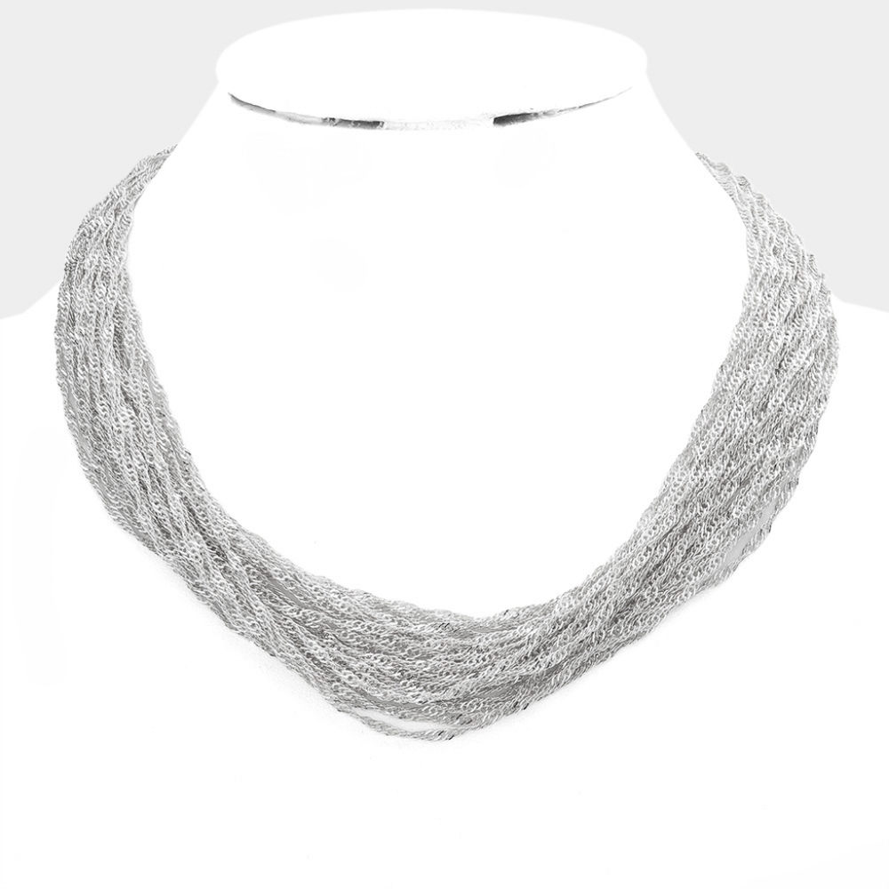 Simple Silver Layered Chain Necklace Casual Womens Jewelry Simple Style Metal